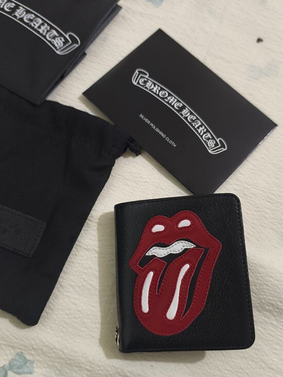 Chrome Hearts Other - Chrome Hearts × Rolling Stones Collaboration Black Leather Bi-Fold Wallet